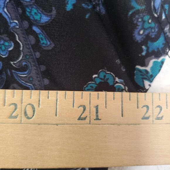 89th and Madison Top Paisley Blouse Blue V Neck Womens Size L Polyester Spandex - Picture 8 of 10